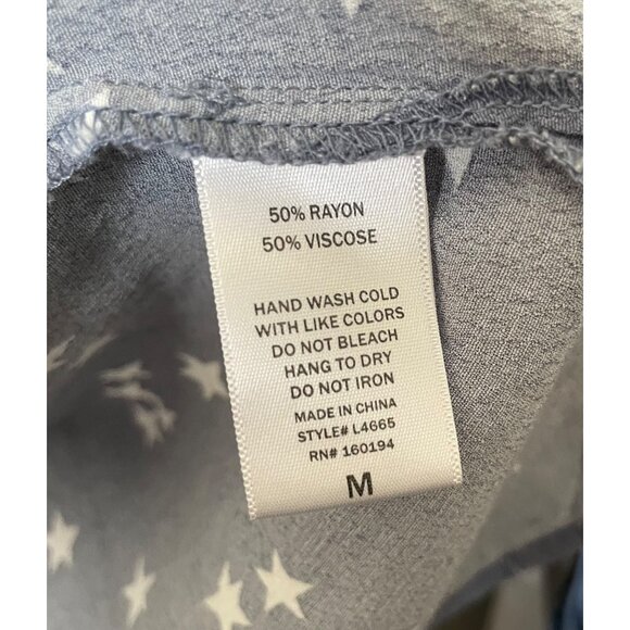 By Together M Star Print Blue Button-Up Shirt With Cuffed Sleeves & Chest Pocket - Picture 5 of 6